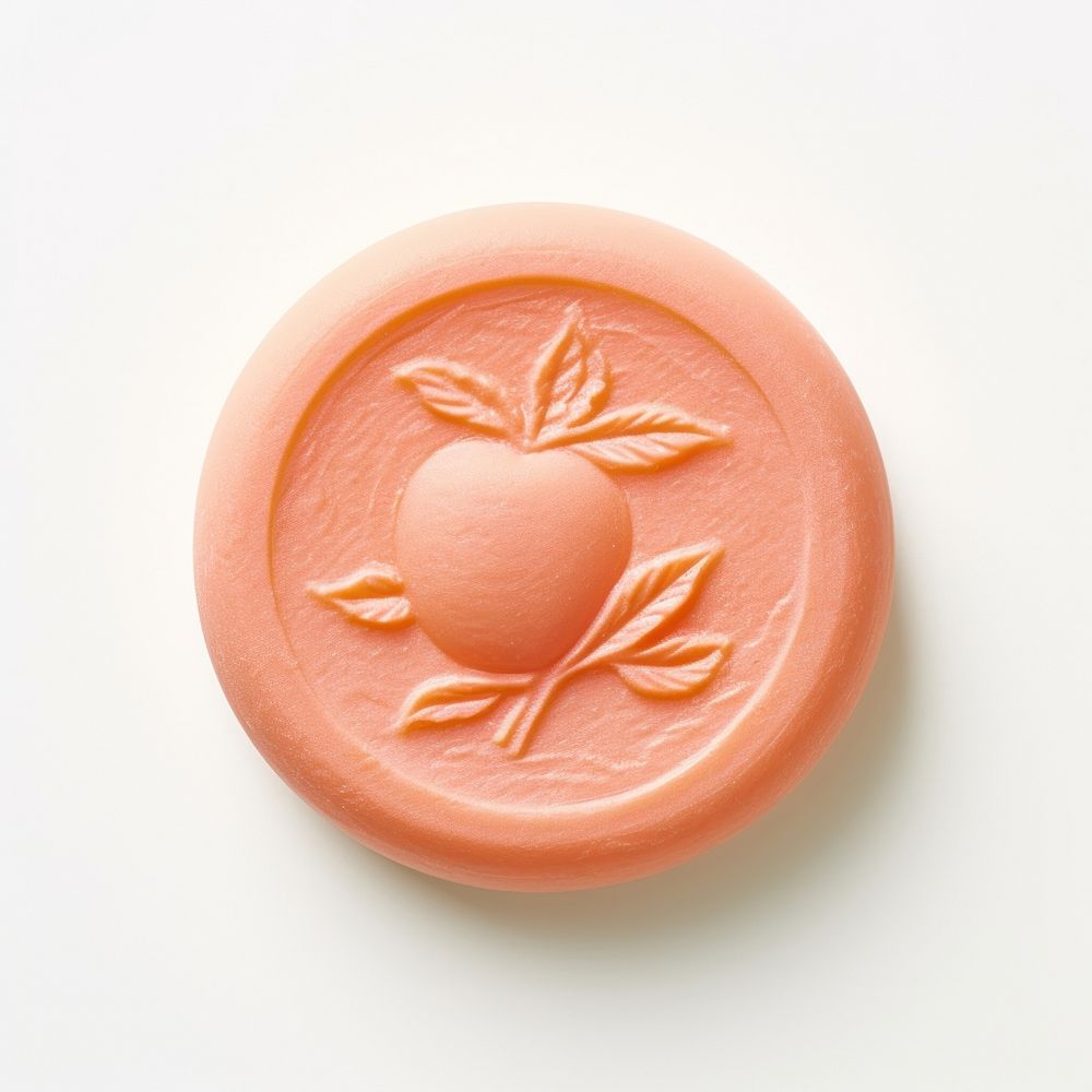 Seal Wax Stamp peach food white background confectionery.