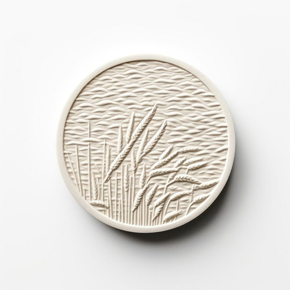 Seal Wax Stamp rice field money coin white background.