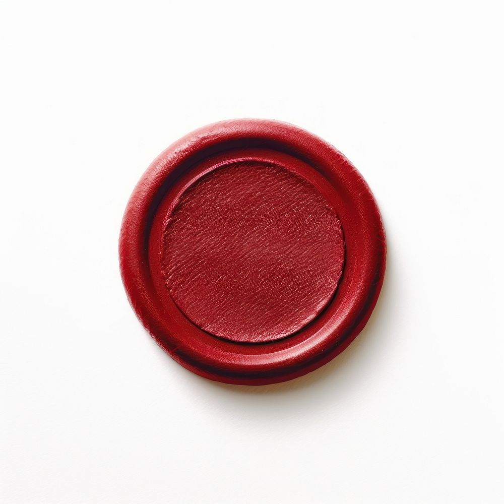 Shiny plain red Seal Wax stamp white background dishware leather.