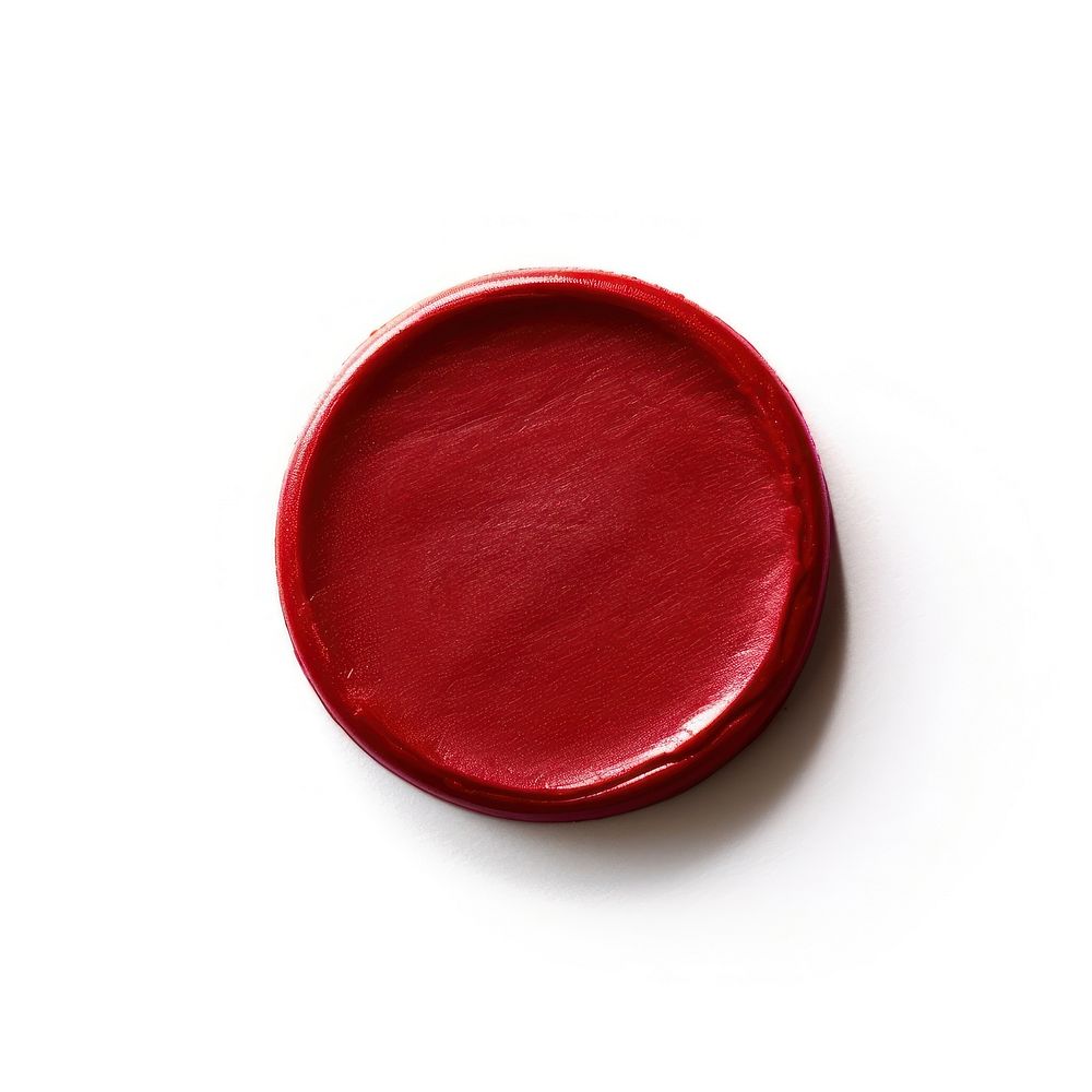 Shiny plain red Seal Wax stamp white background simplicity dishware.