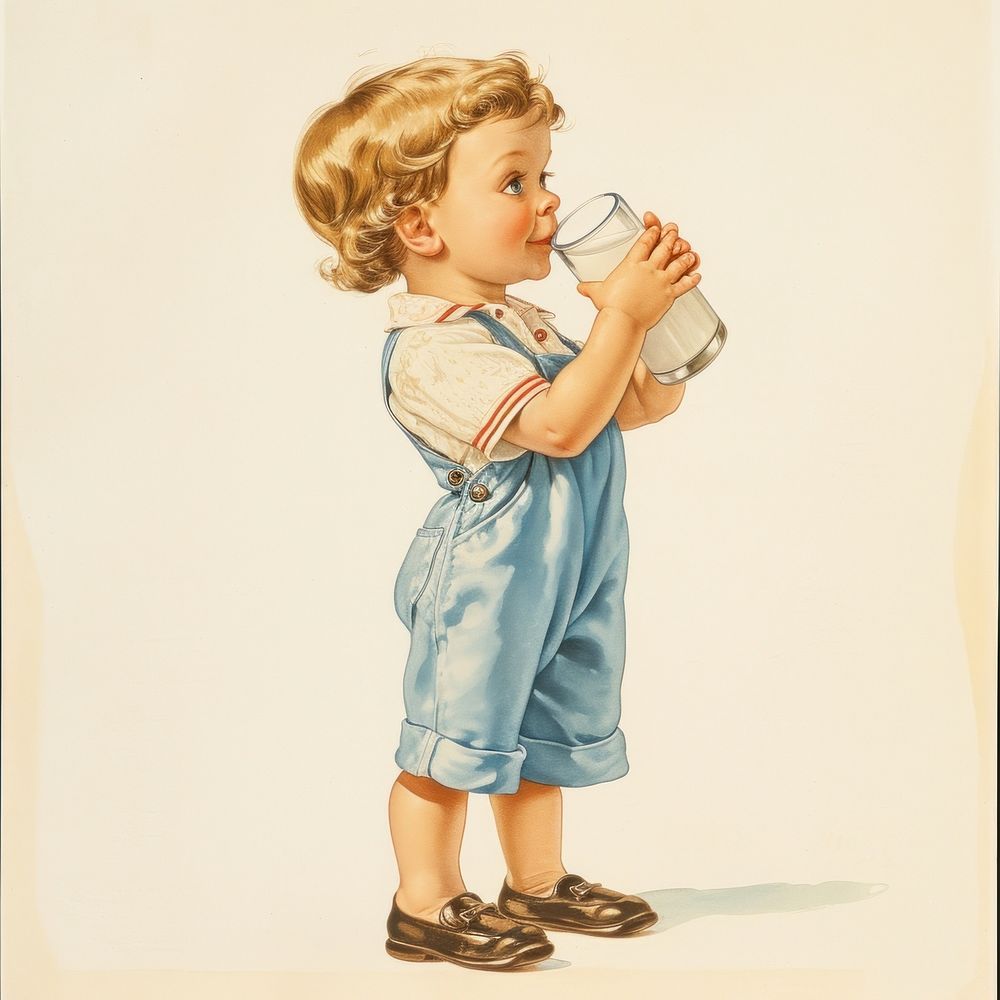 Little boy drinking milk portrait art photography.