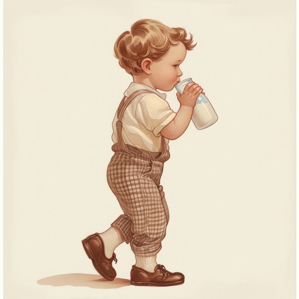 Little boy drinking milk footwear portrait baby.