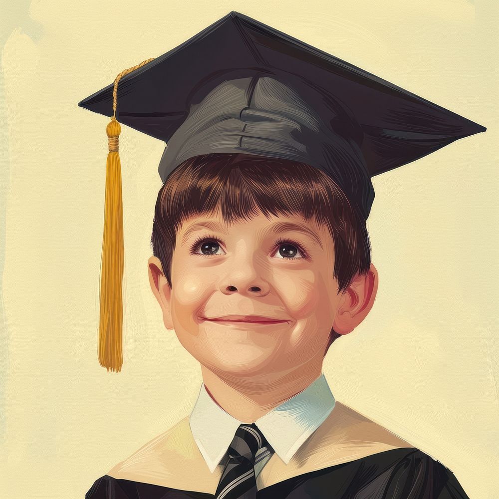 Little boy wearing Graduation hat graduation portrait intelligence.