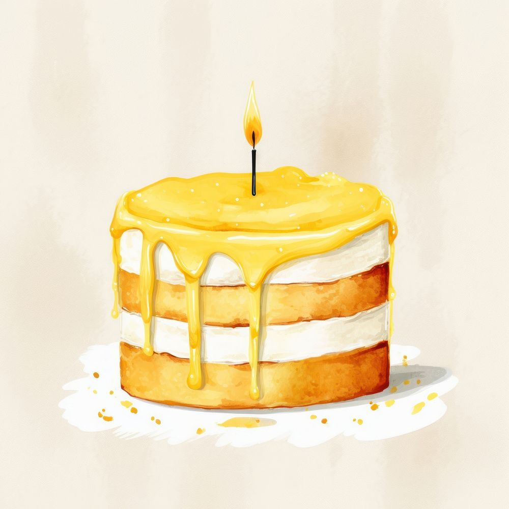 Yellow butter birthday cake dessert icing food.
