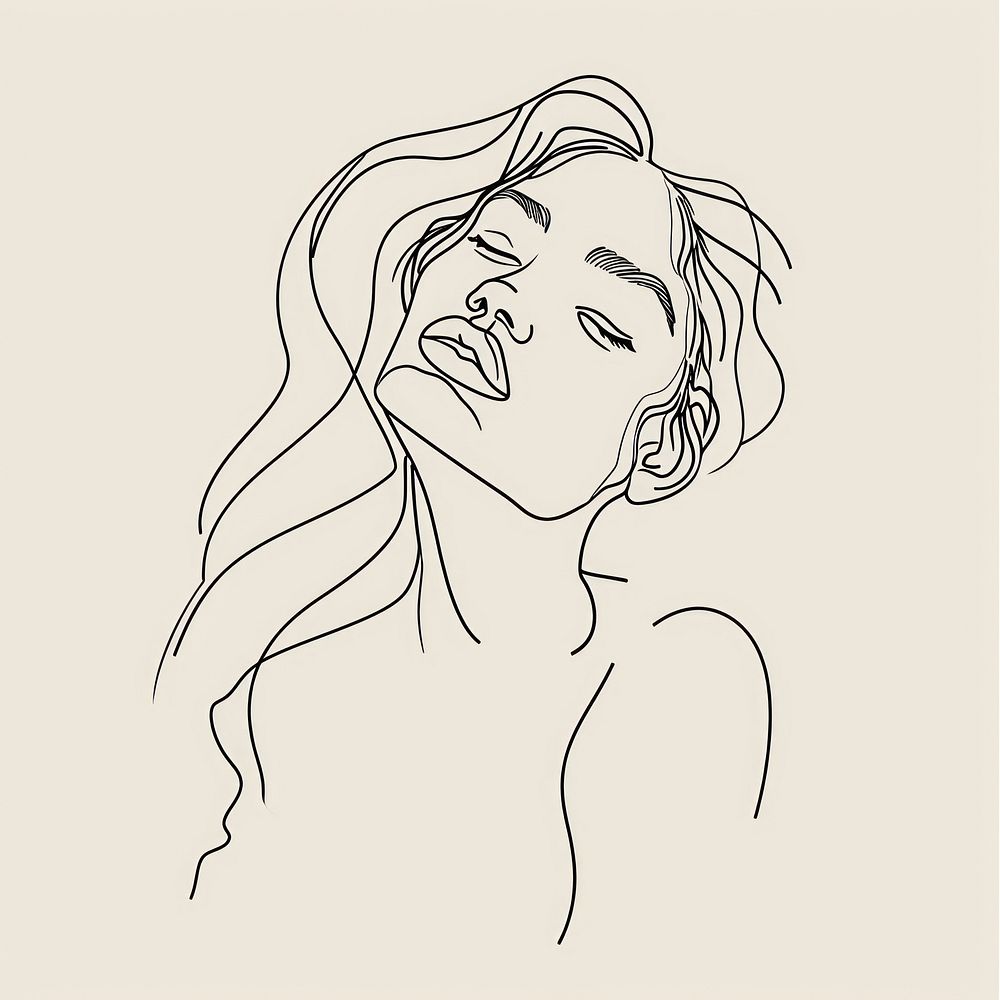 Simple line art woman drawing sketch illustrated.