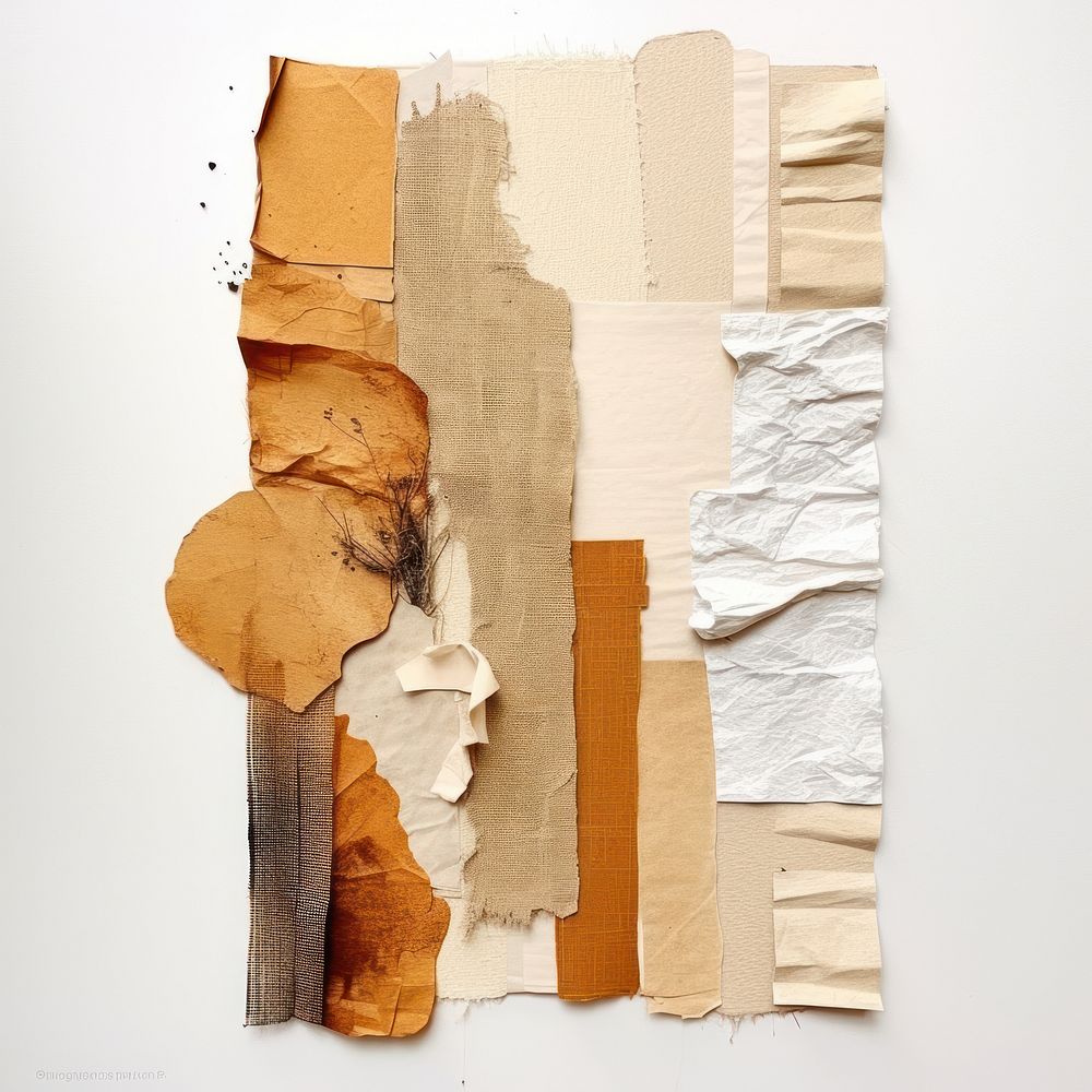 Brown paper collage backgrounds art white background.