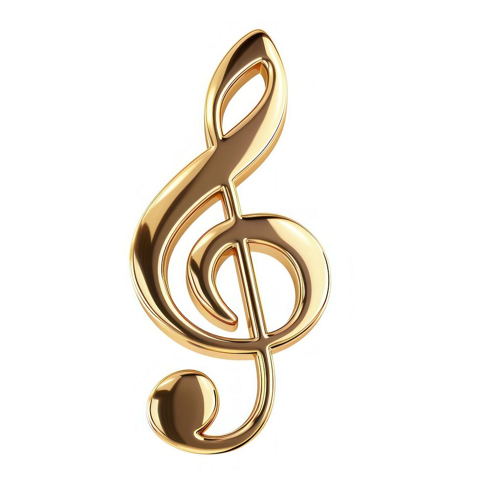 Music icon jewelry gold white background.