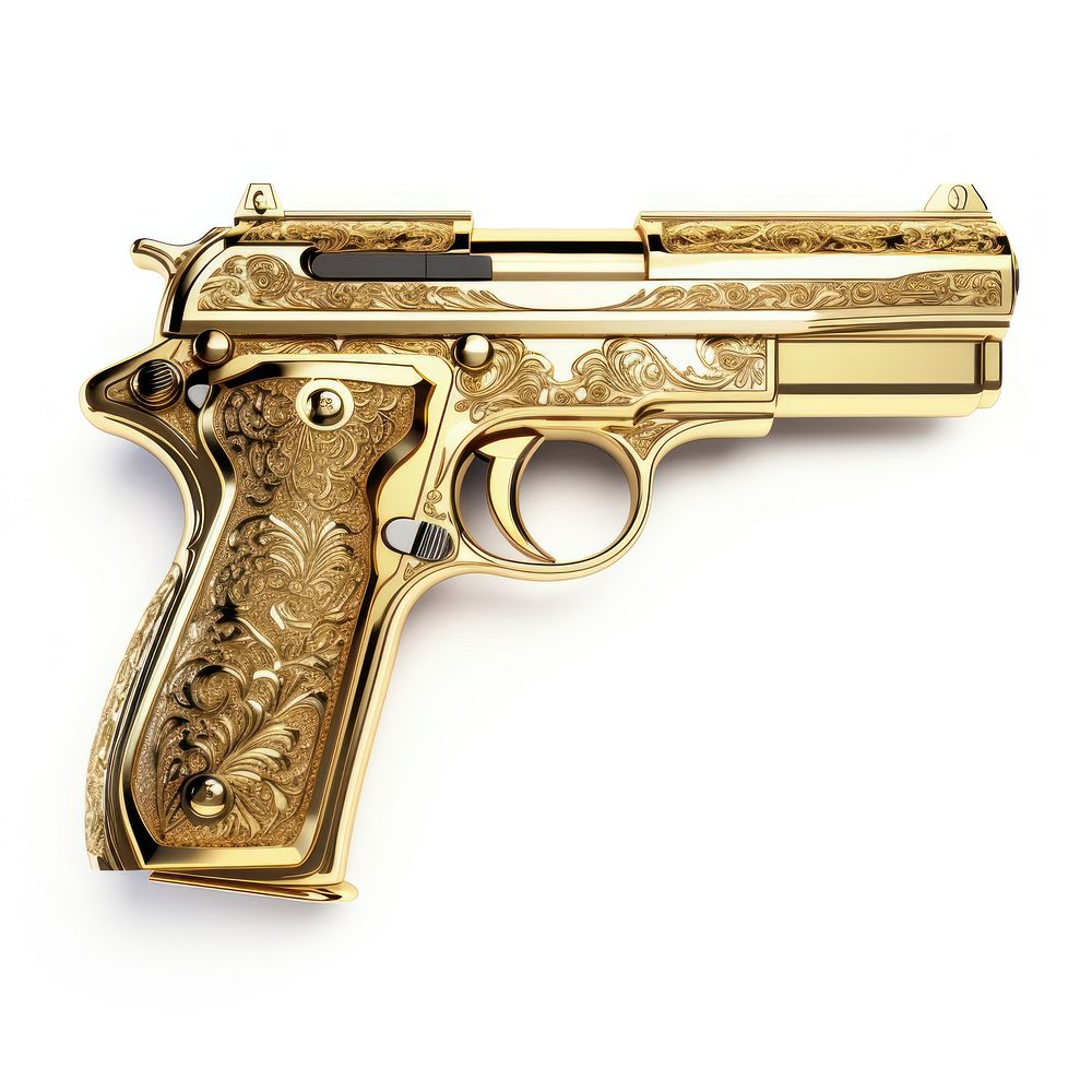 Gun handgun weapon gold.