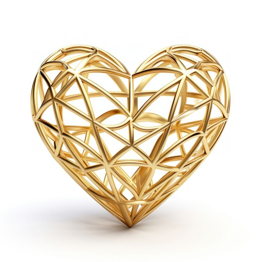 Heart shape gold jewelry shiny.