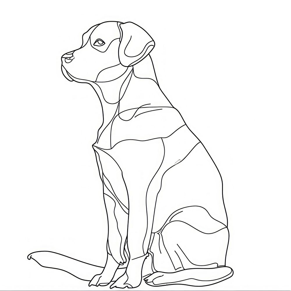 Continuous line drawing dog animal mammal sketch.