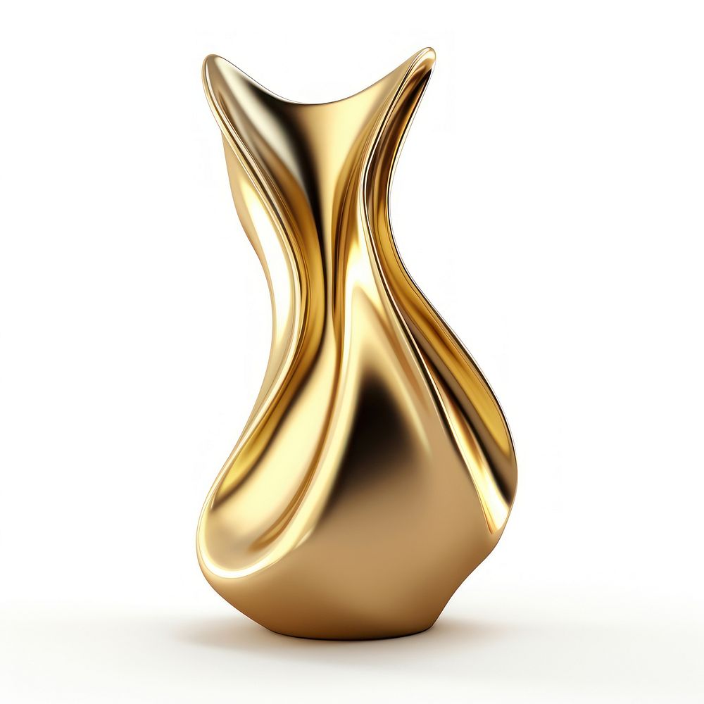 Abstract vase shiny gold white background.