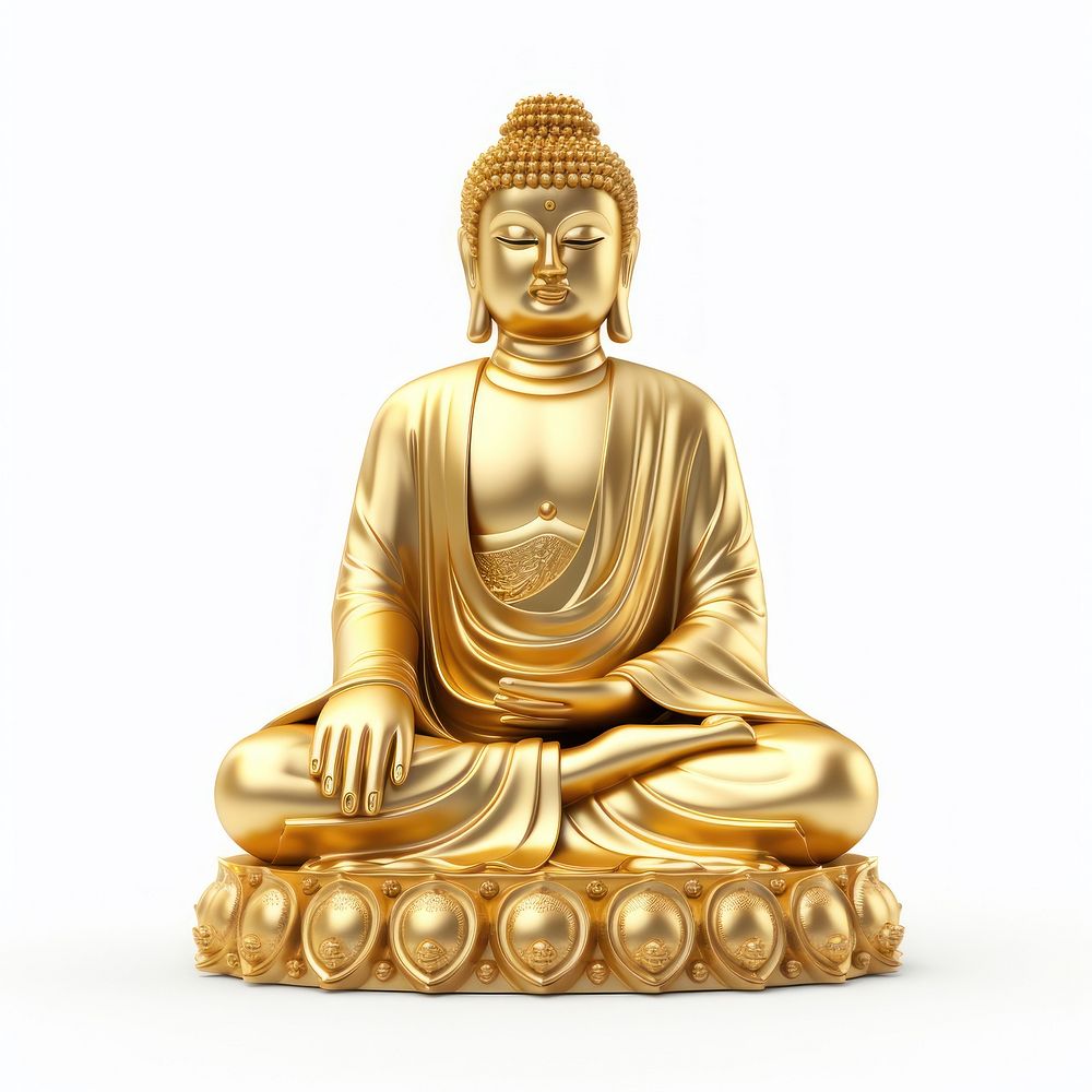 Buddha gold white background representation.