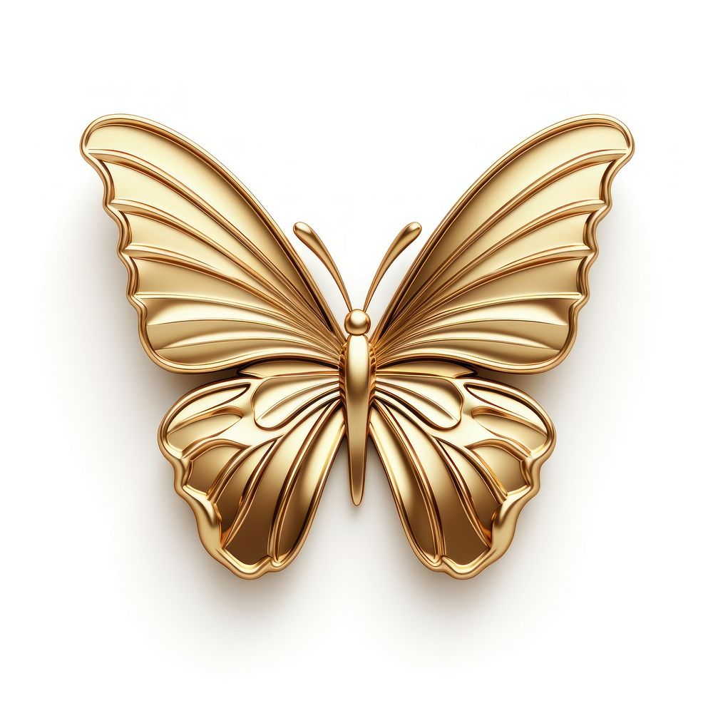 Butterfly gold jewelry white background.