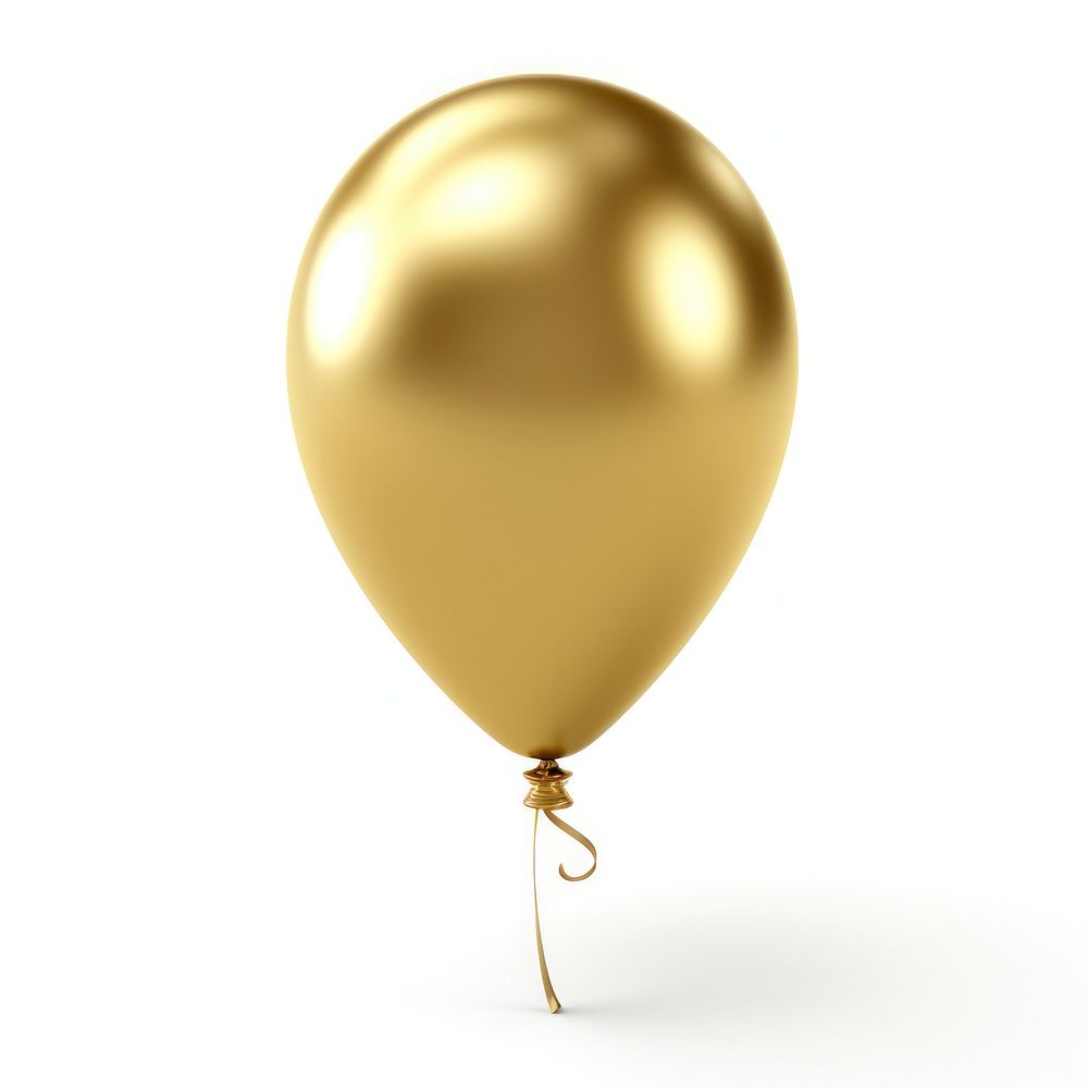 Balloon shiny gold white background.