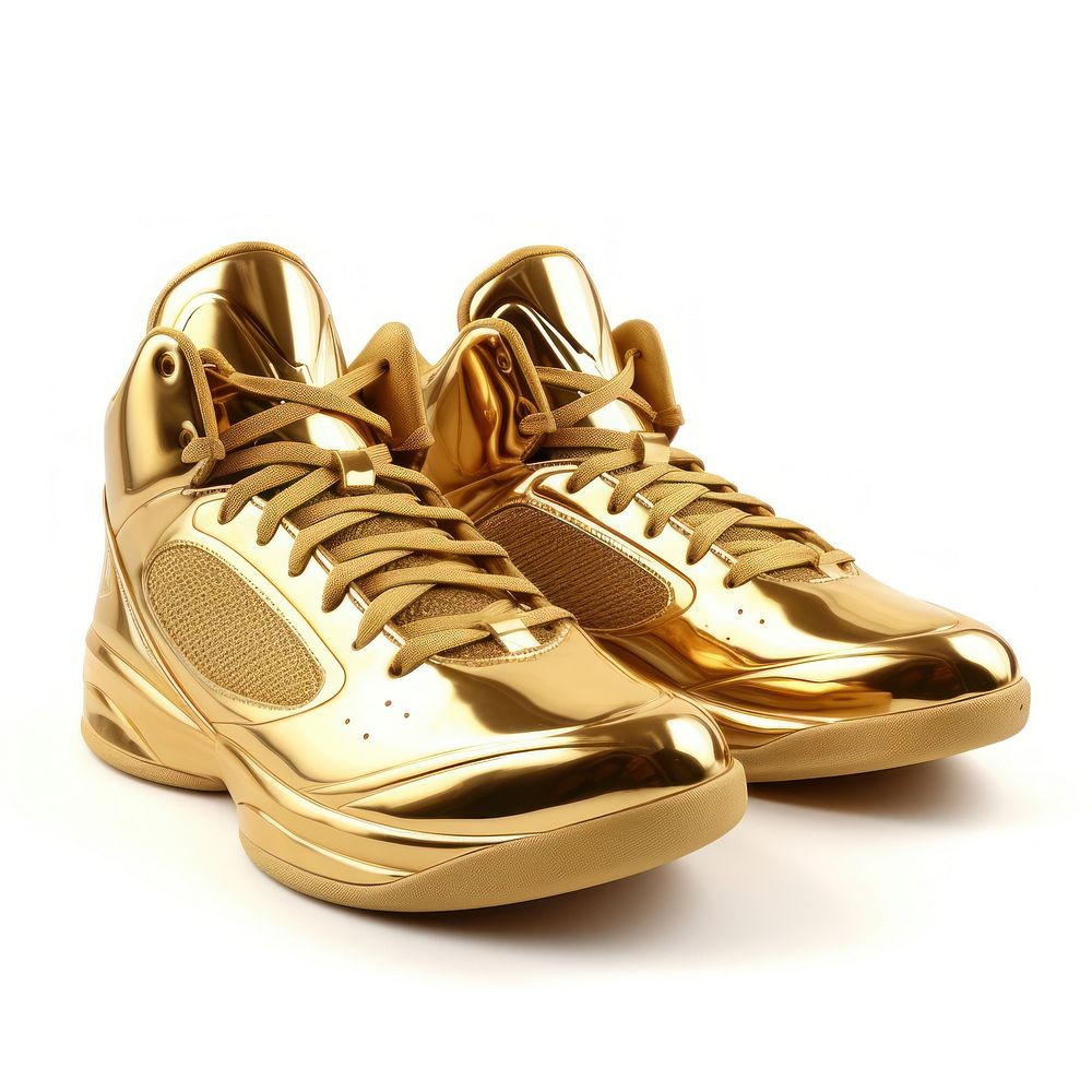 Basketball shoes footwear shiny gold.