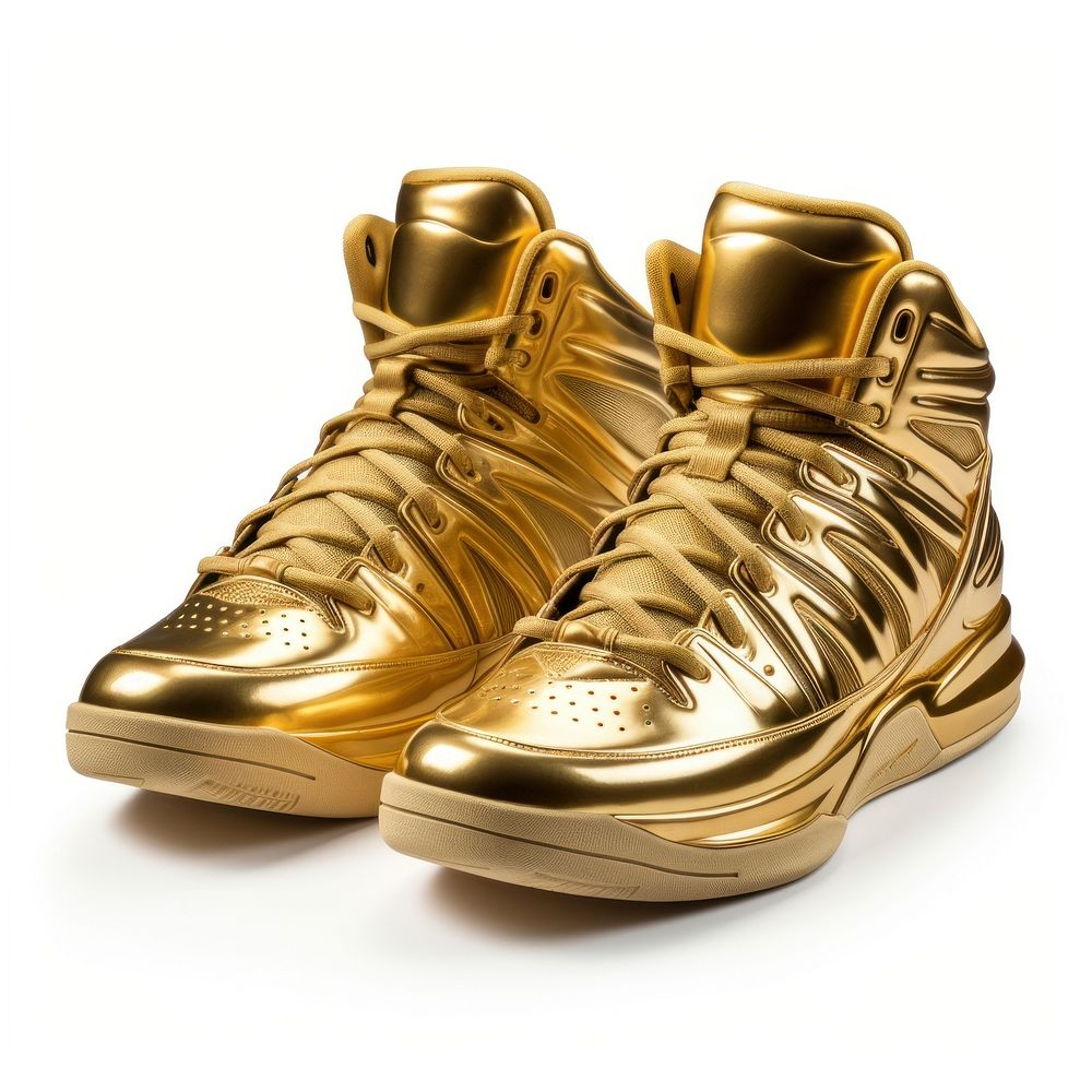 Basketball shoes footwear shiny gold.