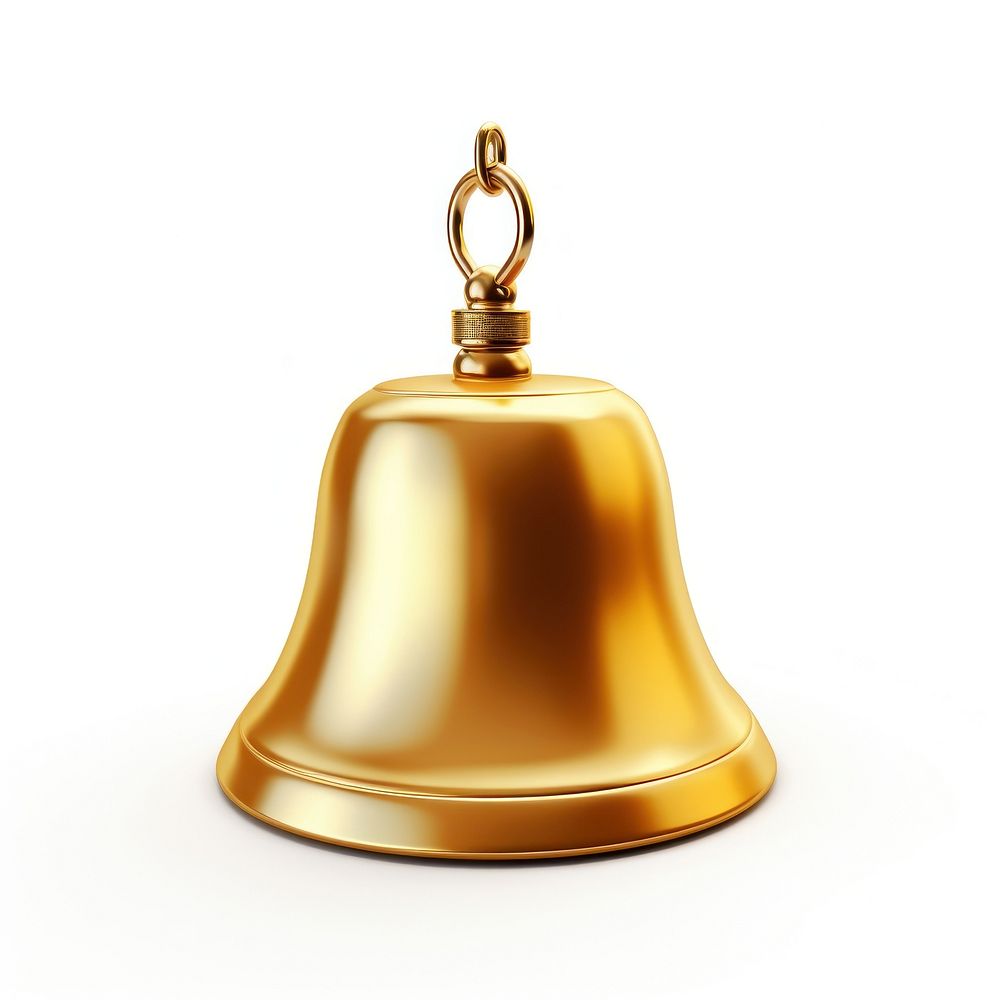 Bell icon shiny gold white background.