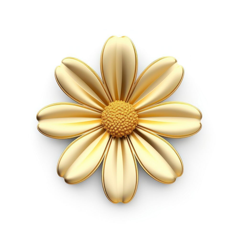 Daisy flower icon gold jewelry brooch.