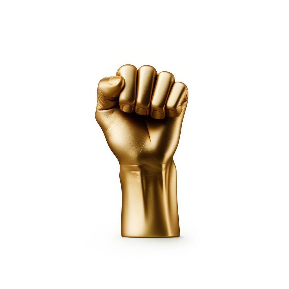 Fist shiny gold hand.