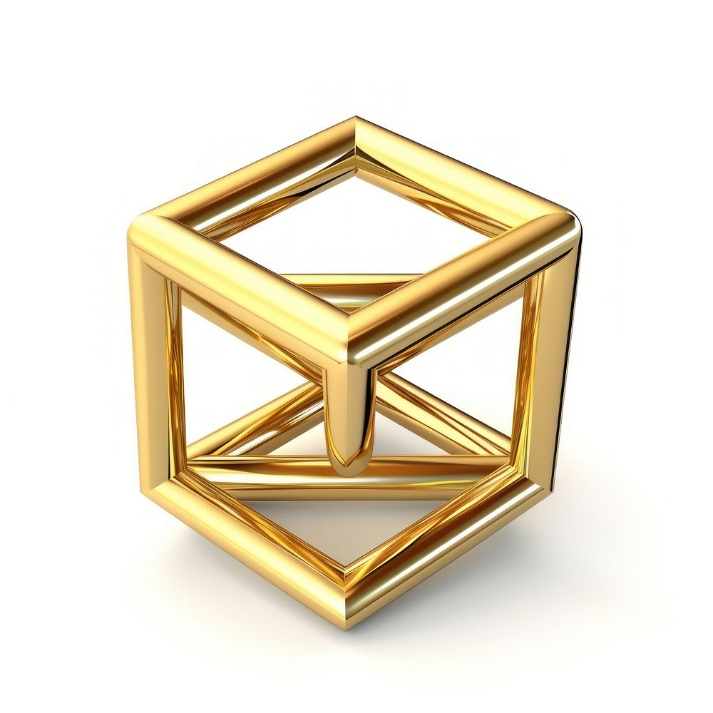 Geometric shape gold jewelry white background.