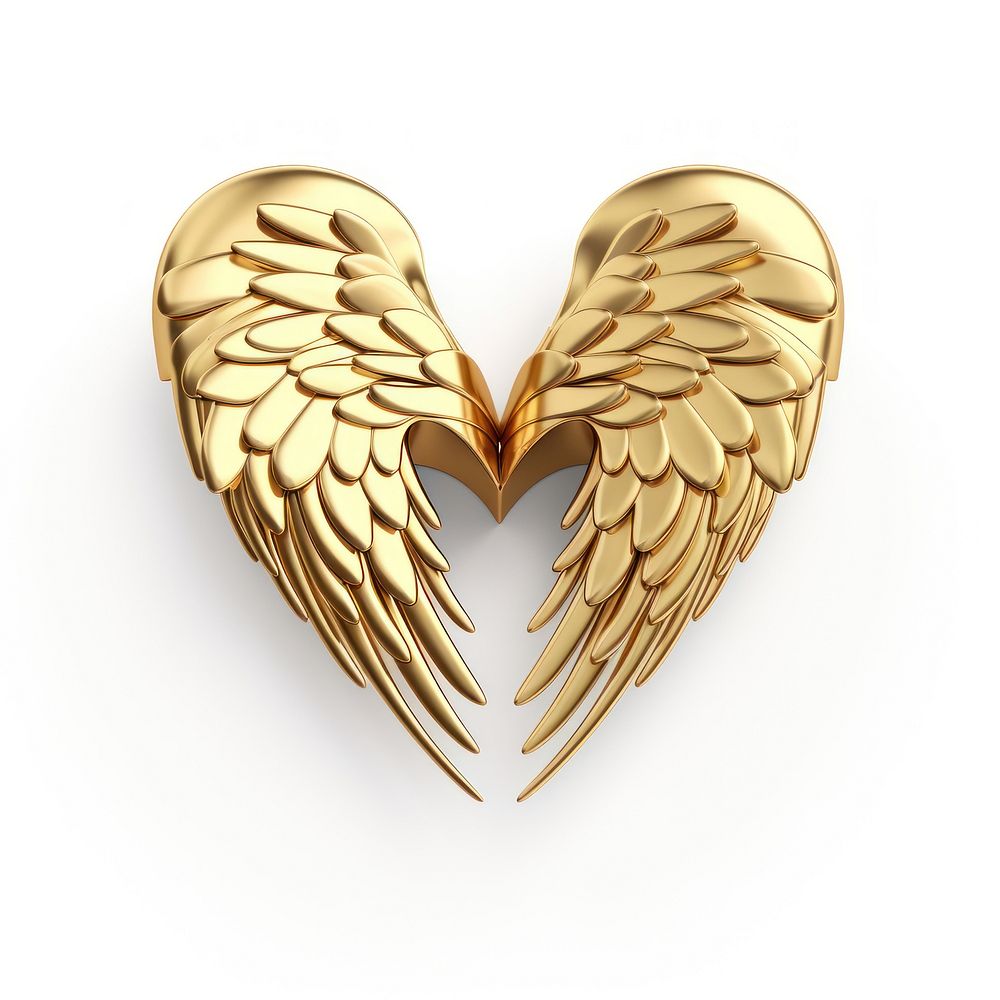 Heart with wings gold white background accessories.