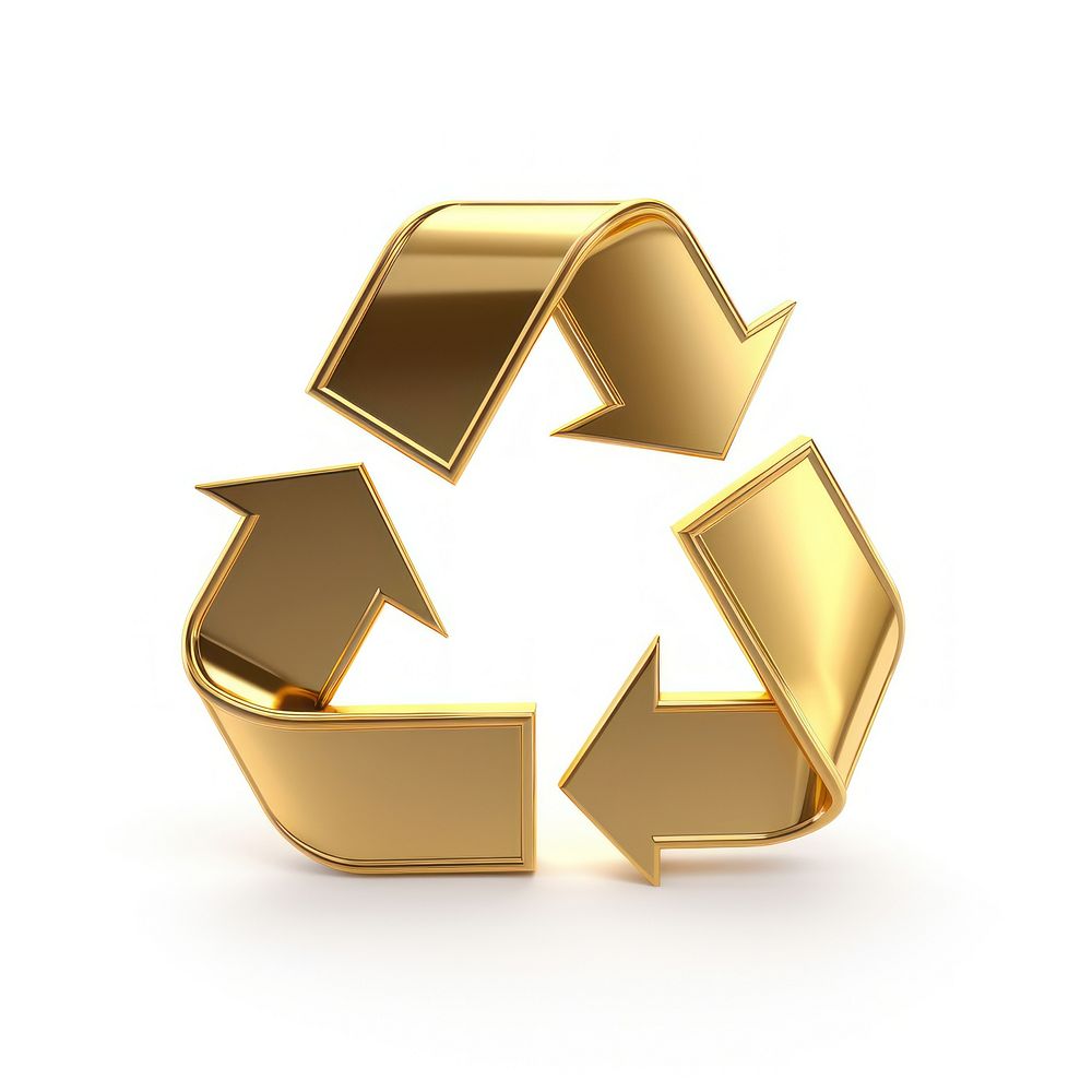 Recycle icon gold white background recycling.