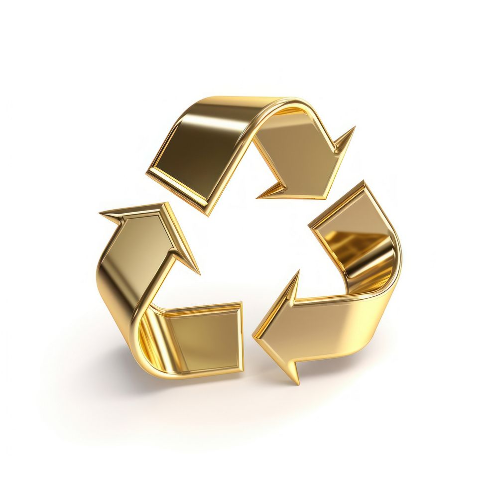 Recycle icon gold white background accessories.