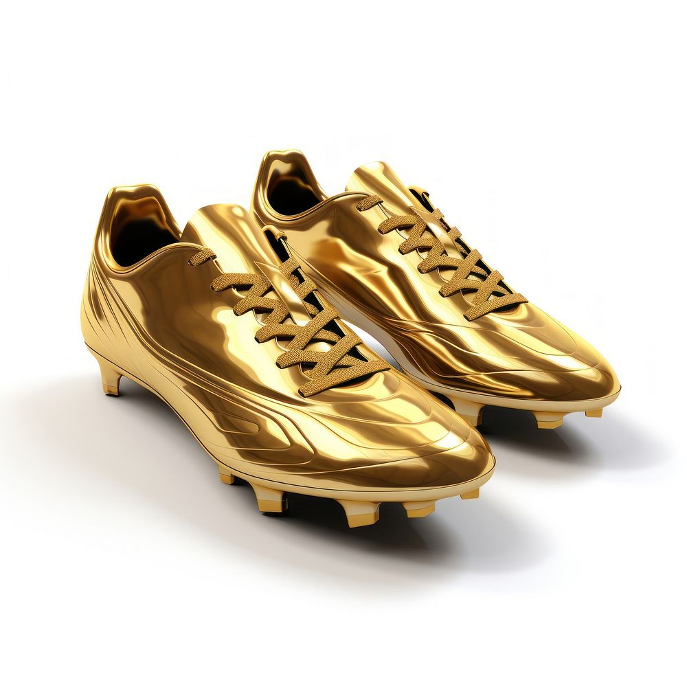 Soccer shoes footwear shiny gold.