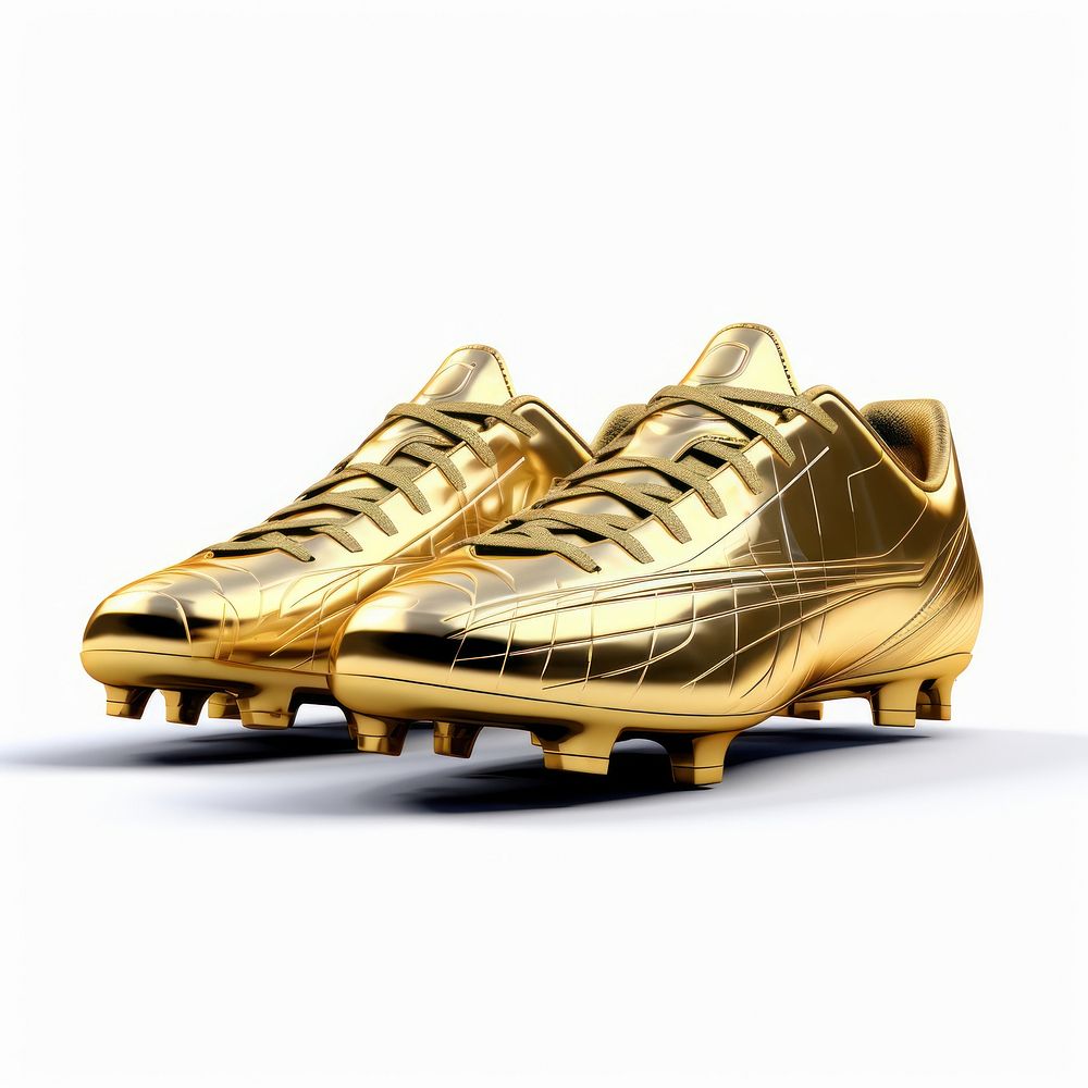 Soccer shoes shiny gold competition.