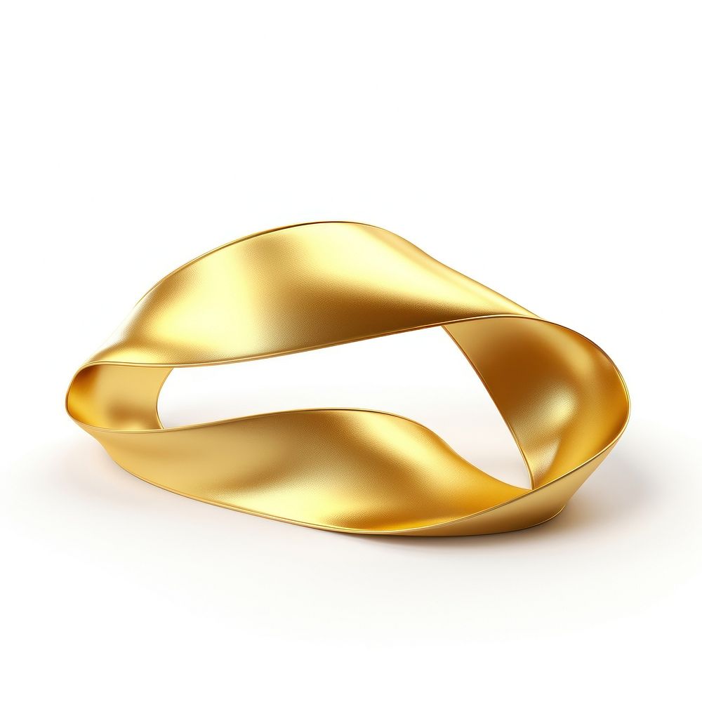 Solid long ribbon shape gold jewelry shiny.