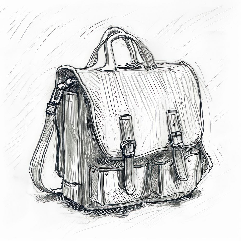 School bag sketch briefcase handbag. AI generated Image by rawpixel.