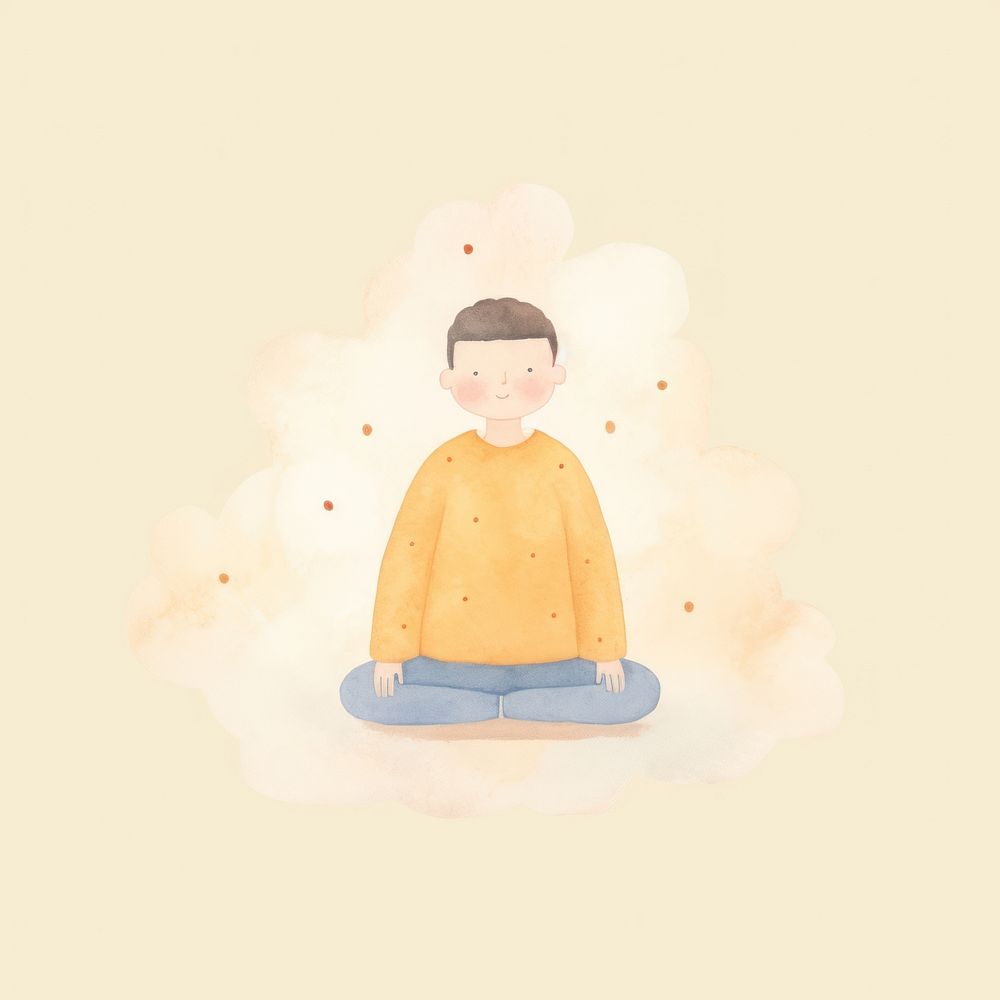 A man do a meditation cartoon cross-legged spirituality. AI generated Image by rawpixel.