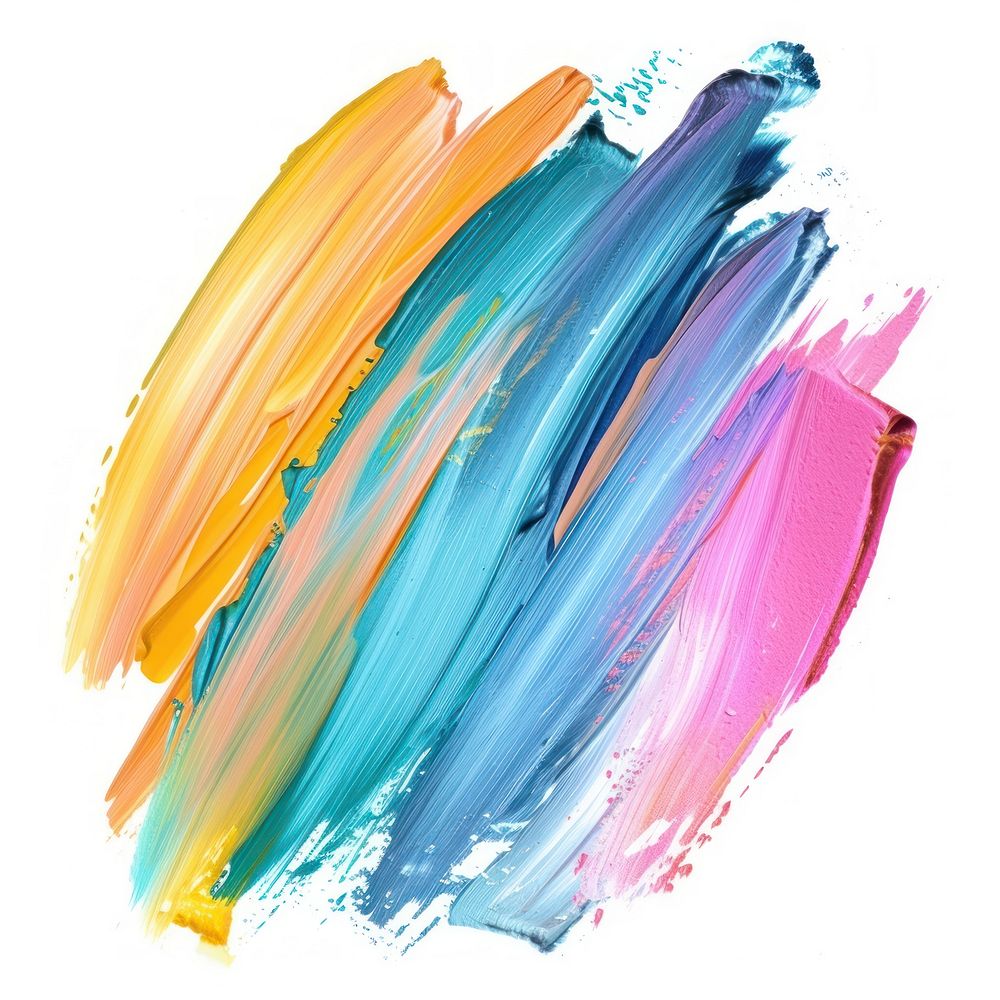 Pastel rainbow brush stroke backgrounds paintbrush white background.