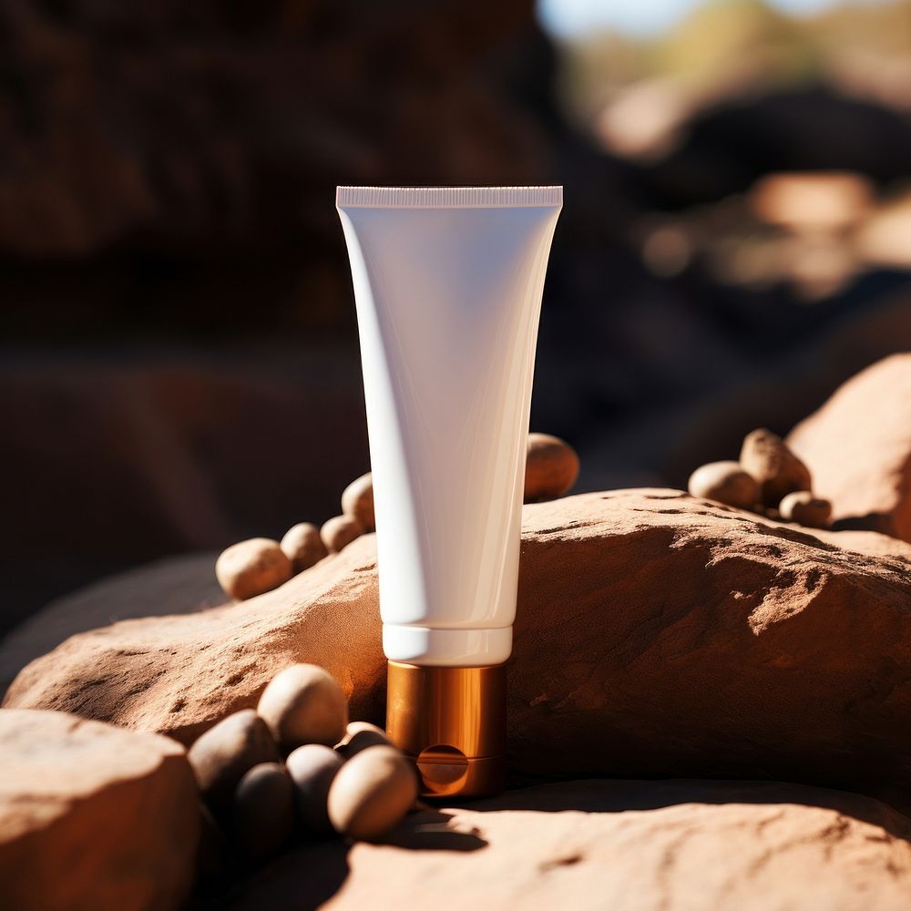 Hand cream tube mockupon aftershave cosmetics sunscreen.