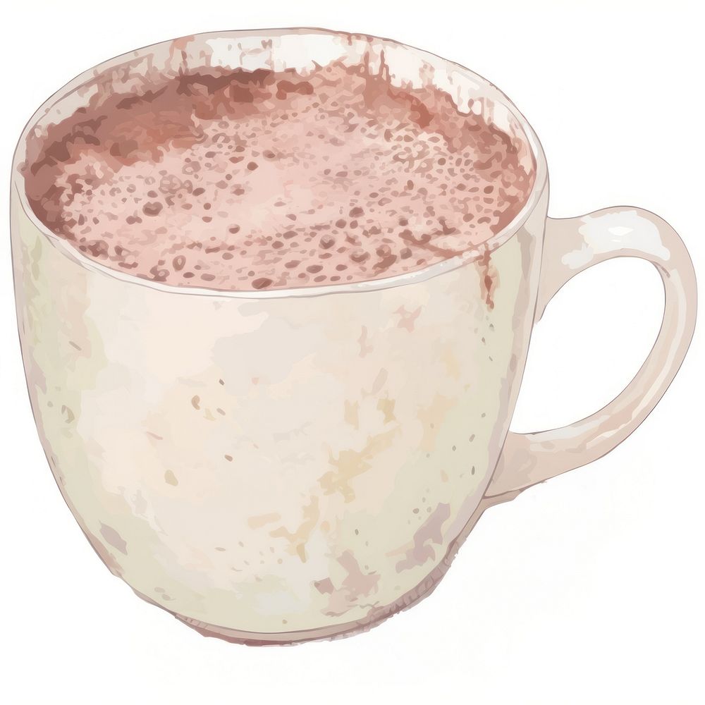 Illustration the 1970s of hot chocolate drink cup mug.