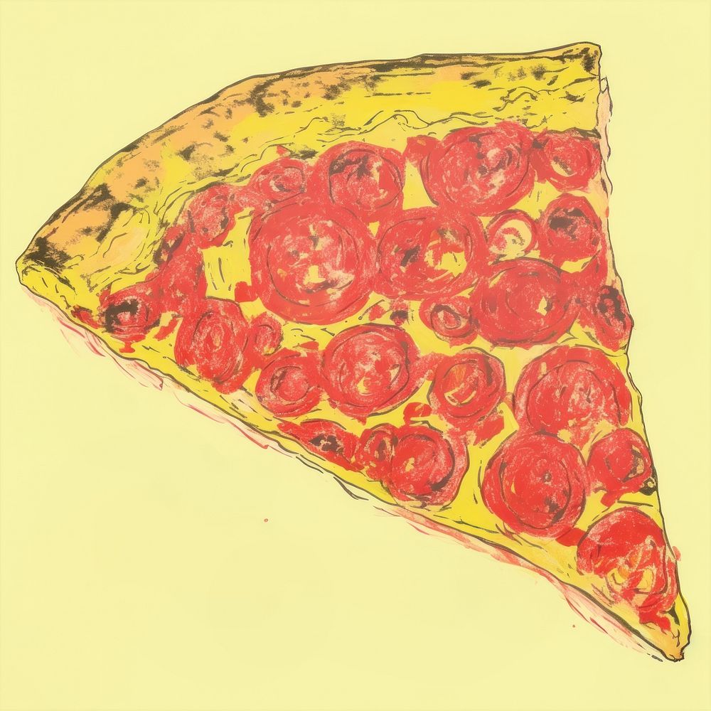 Illustration the 1970s of pizza food text pepperoni.