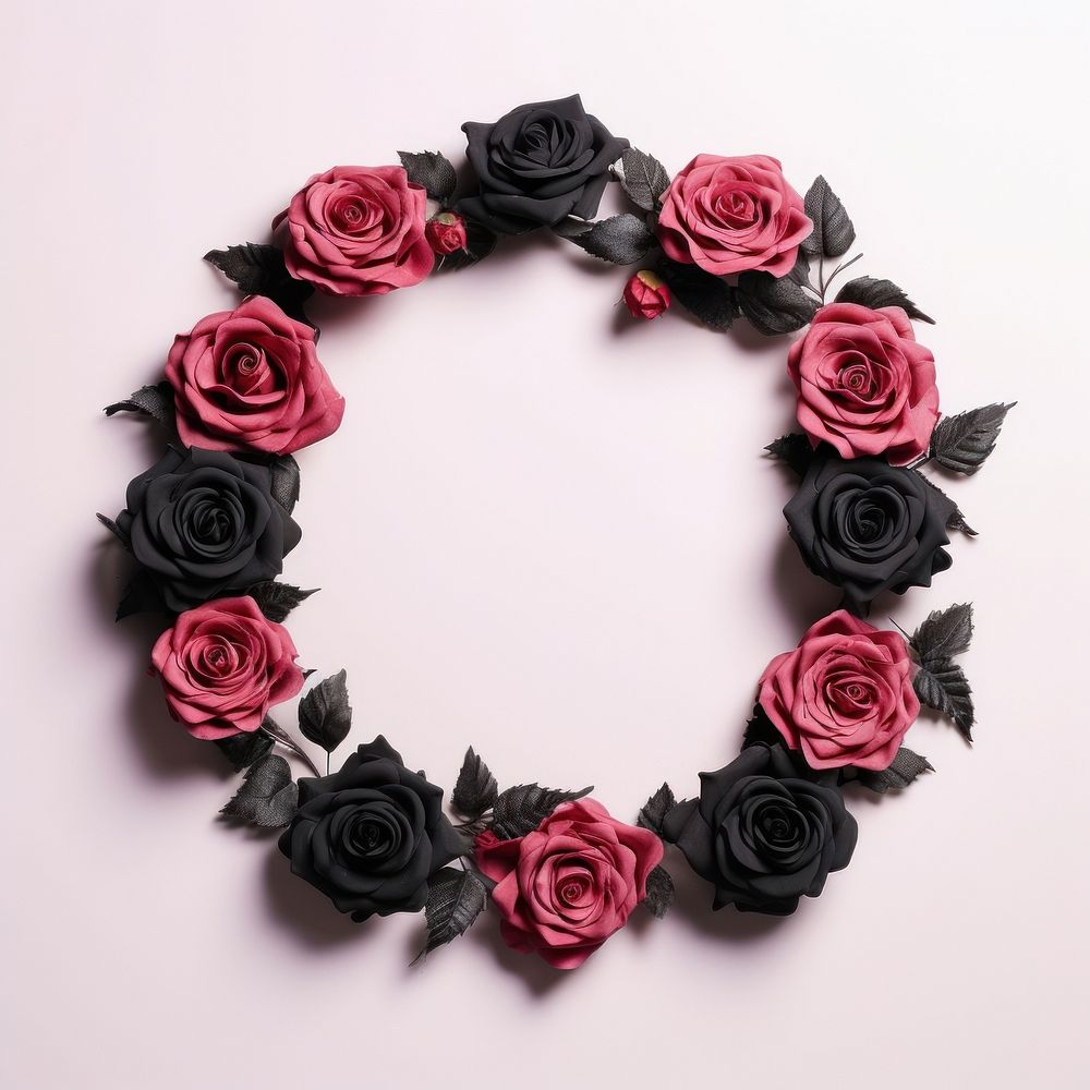 Floral frame black rose flower jewelry nature.