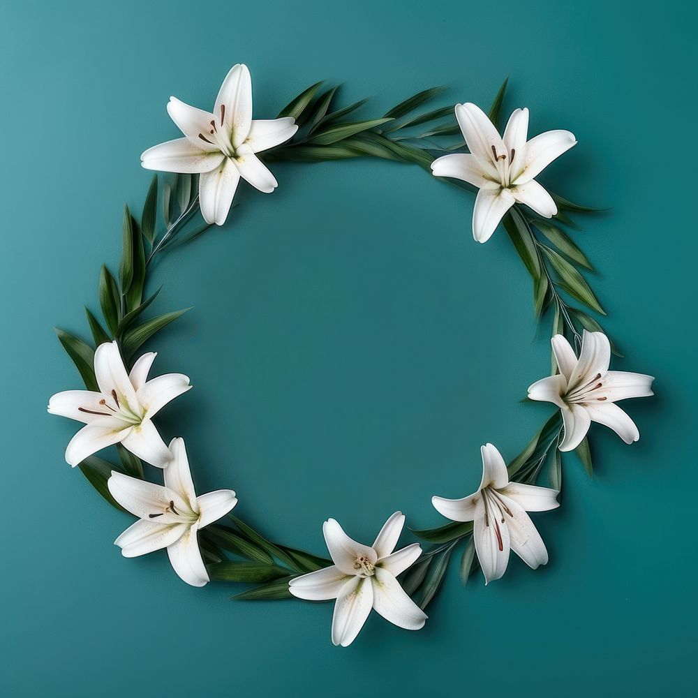 Floral frame lily flower nature circle.