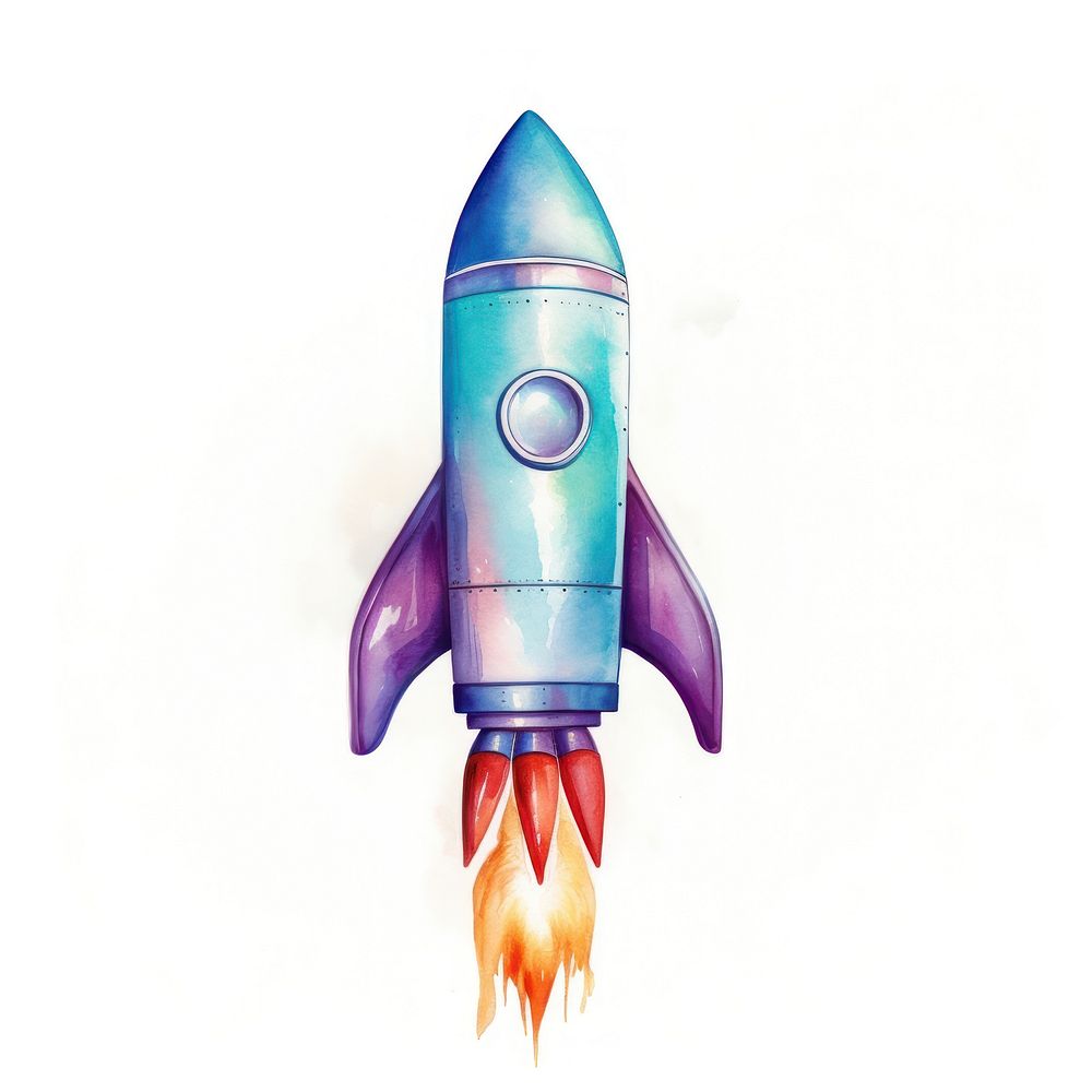 Metaverse in Watercolor style rocket white background spacecraft.