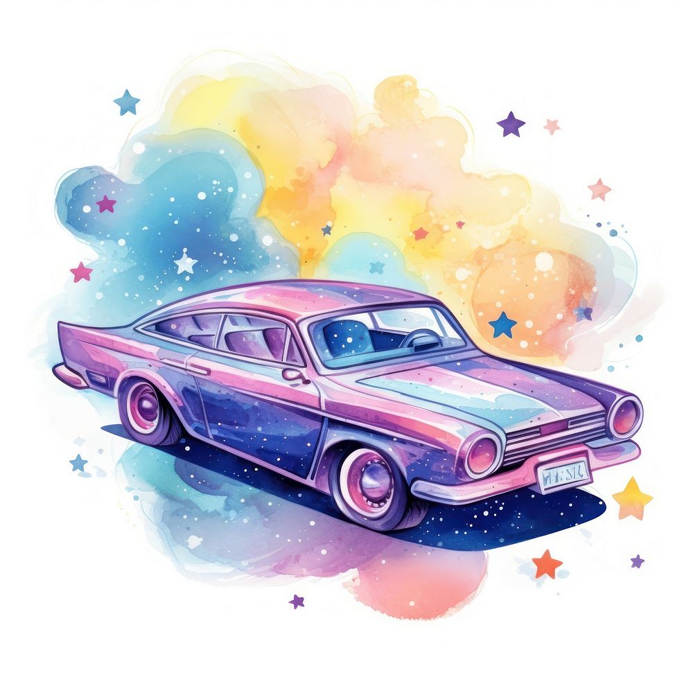 Metaverse in Watercolor style car vehicle drawing.