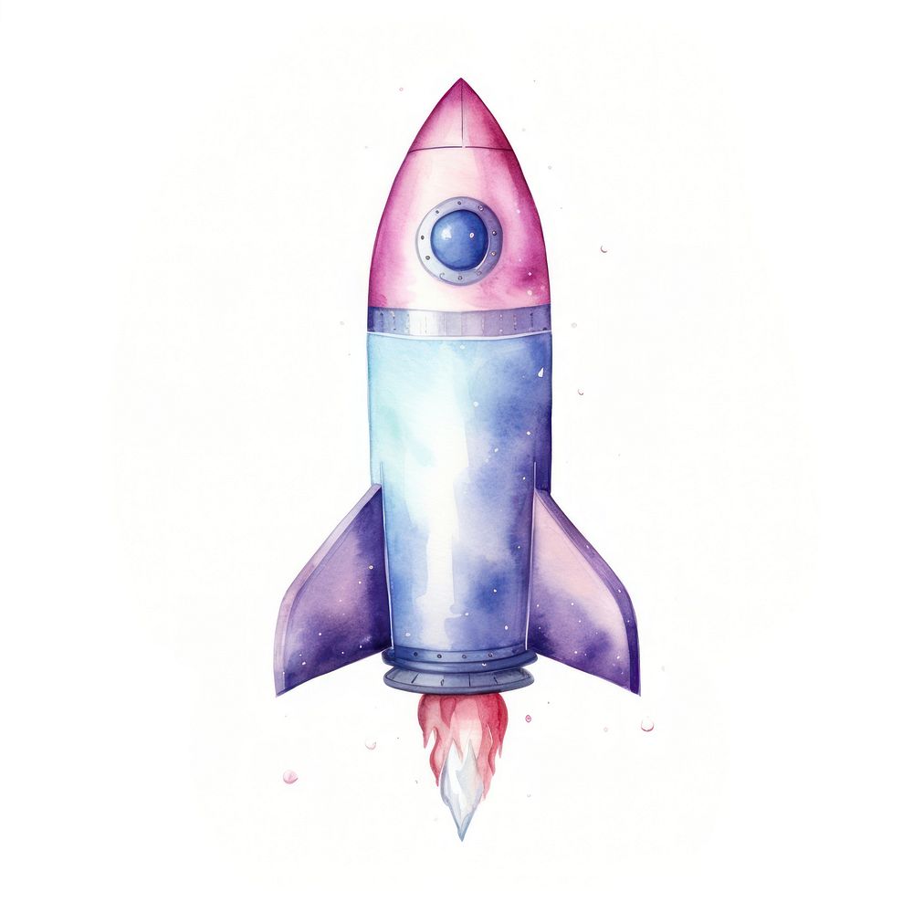 Metaverse in Watercolor style rocket missile white background.