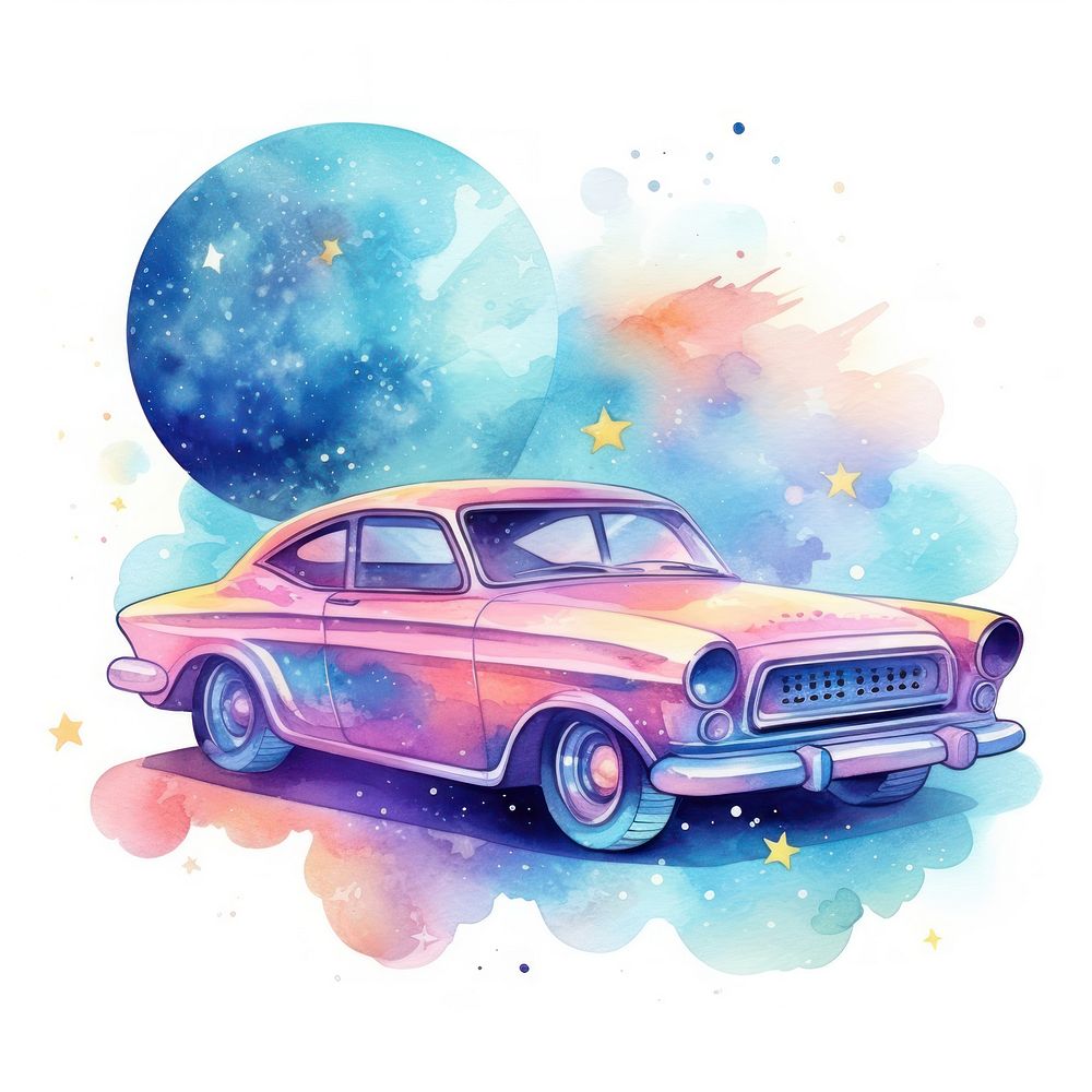 Metaverse in Watercolor style car painting vehicle.