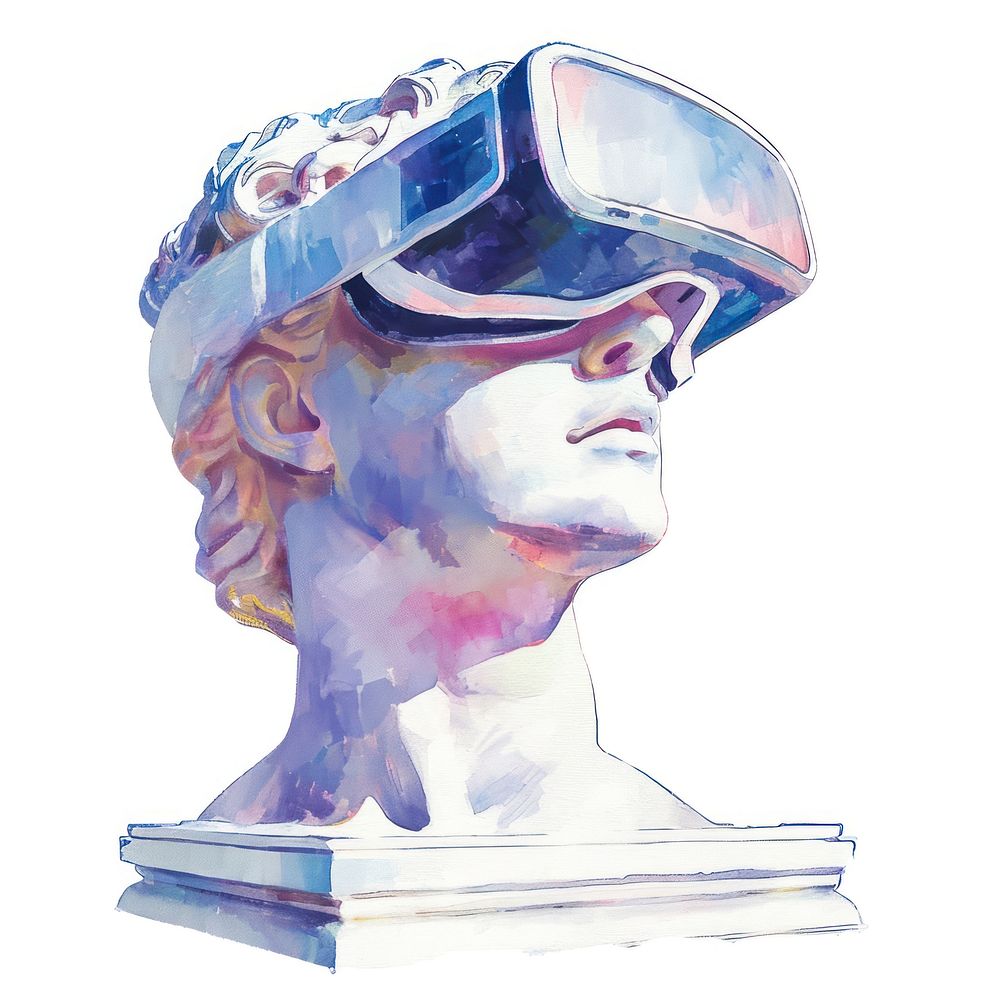 Metaverse in Watercolor style statue sculpture painting.