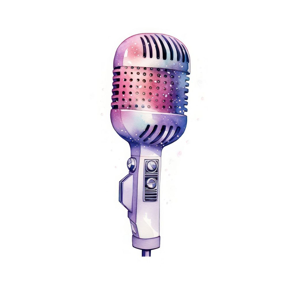 Microphone in Watercolor style white background performance technology.