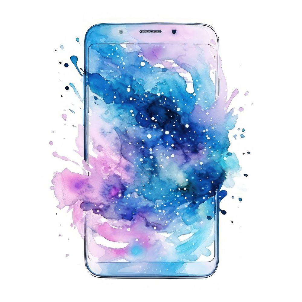 Mobilephone in Watercolor style white background portability electronics.