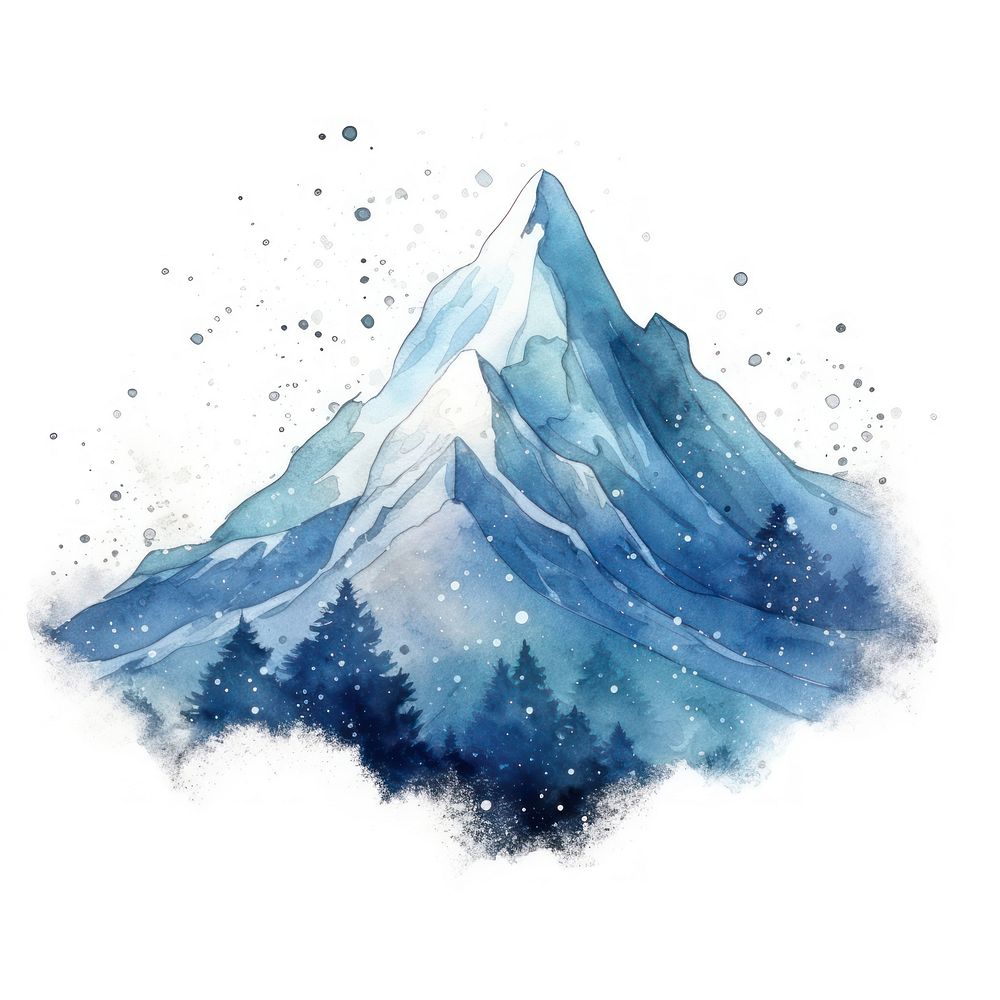 Mountain in Watercolor style outdoors nature ice.