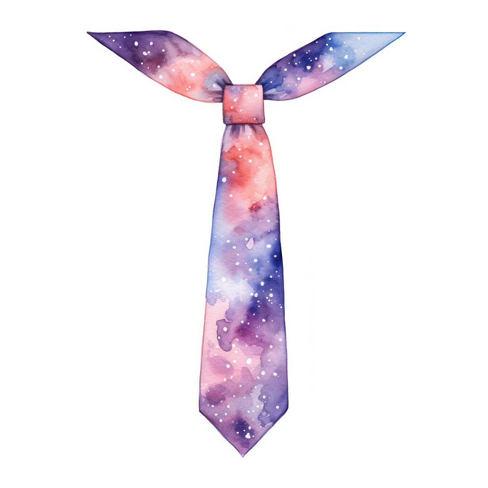 Necktie in Watercolor style galaxy star white background.