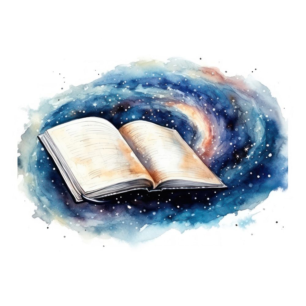 Notebook in Watercolor style publication reading galaxy.