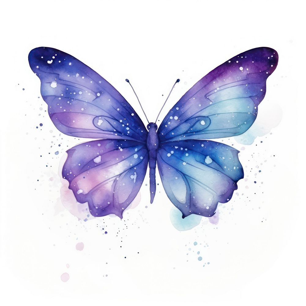 Butterfly in Watercolor style animal insect purple.
