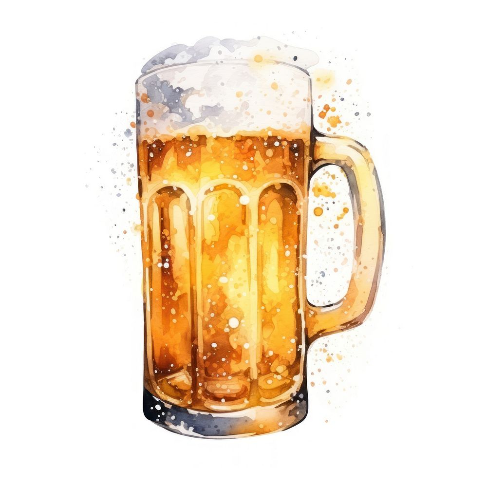Beer in Watercolor style drink lager glass.